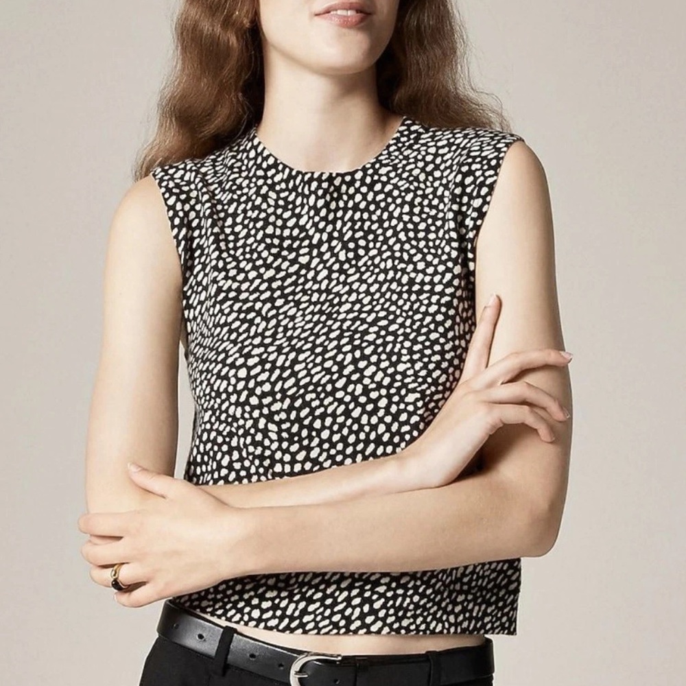 NWT J. Crew Black and White Dot Knit Top